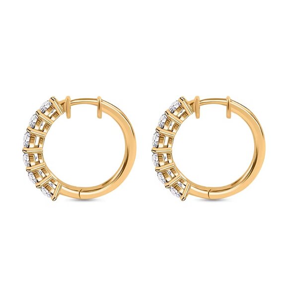 Moissanite Half Eternity Band Ring/Hoop Earrings in Vermeil YG  Sterling Silver - Picture 3 of 3